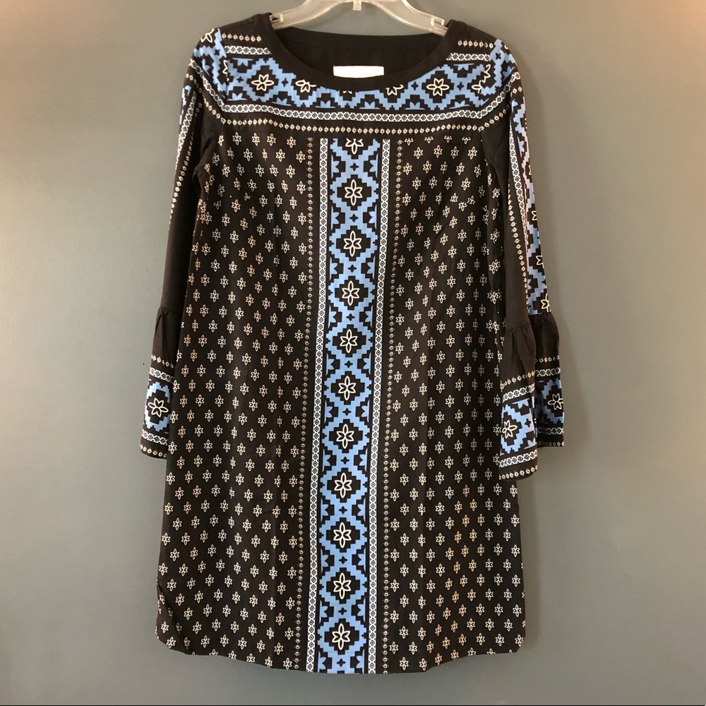 Loft Petite Mosaic Bell Sleeve Dress - Picture 3 of 7